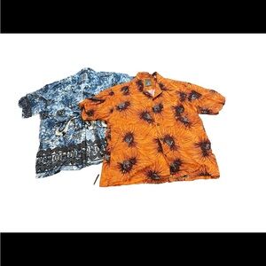 Vintage 90s Novelty Dragon Shirt – Y2K Retro Aloha Button Down, LOT (2) L